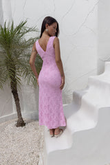 Seashell Diaries Maxi-Spitzenkleid Rosa