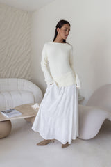 Sugar Petal Off-Shoulder Strickpullover Weiß