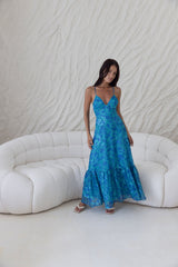 Rosé Horizon Maxikleid Blau