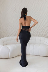 Elegantes Icon Neckholder Maxikleid Schwarz