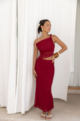 Summer Moon schulterfreies Maxikleid Rot