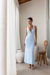 Küsten-Kapriolen Maxi-Kleid Blau