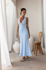 Küsten-Kapriolen Maxi-Kleid Blau