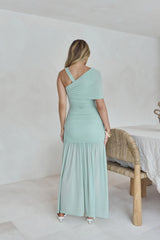 Caught In The Sunlight Maxi-Kleid aus Mesh in Salbeigrün