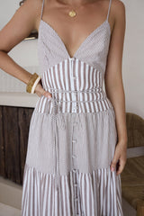Picknick-Saison Maxi-Kleid Beige