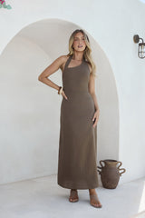 Scarlet Hues Neckholder-Maxikleid Schokobraun