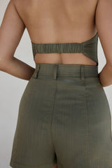 Arizona Neckholder Playsuit Khaki