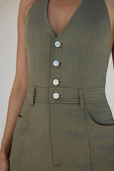 Arizona Neckholder Playsuit Khaki