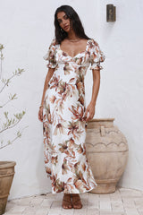 Verspieltes Herz Maxi-Kleid Braun