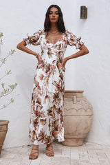 Verspieltes Herz Maxi-Kleid Braun
