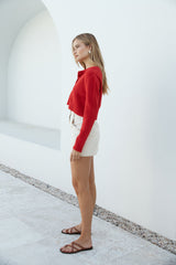 Vesper Langarm-Stricktop Rot