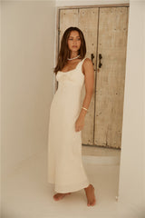 Zitronenpresse Maxikleid Beige