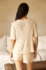 Frühstück im Bett Strick-Set Beige