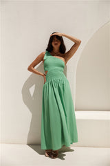 Close Up One-Shoulder Maxikleid Grün