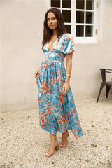 Through Oceans Satin Maxikleid Blau