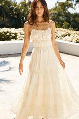 Maxikleid Renaissance Kunst Creme