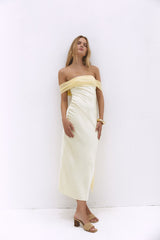 Cleo Cove Trägerloses Maxikleid Buttergelb