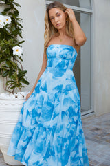 Sienna Trägerloses Maxikleid Blau