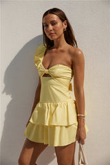 Gerüschtes Minikleid Gelb