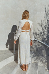 Layla Langarm-Maxikleid Creme
