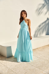 Ocean Charm Neckholder Maxikleid Blau