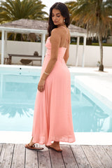 Midi-Kleid „Dining By The Sea“ Pfirsich