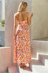 FORTUNATE ONE Maxikleid aus Satin für den Sommer Orange