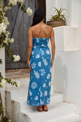 Mykonos Mode Trägerloses Maxikleid Blau