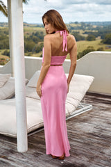 Plant A Kiss Halter Crop Top Pink