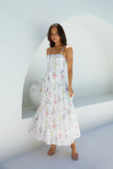 Luminous Field geblümtes Maxikleid Weiß