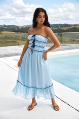 Talulah Trägerloses Maxikleid Blau
