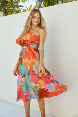 Sunseeker One-Shoulder Maxikleid Rosa