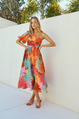 Sunseeker One-Shoulder Maxikleid Pink