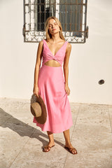 Maxikleid mit weicher Silhouette in Rosa