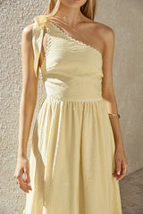 Busy Girl One-Shoulder Maxikleid Gelb