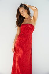 Riviera Rouge Trägerloses Maxikleid Rot