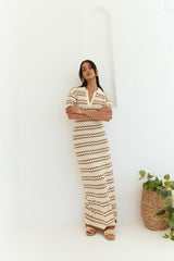 Maxikleid aus Strick "Cobble Stone" Creme