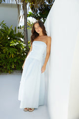 Trägerloses Maxikleid "Hidden Paradise" Blau