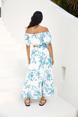 Island Whisper Carmen-Crop-Top Blau