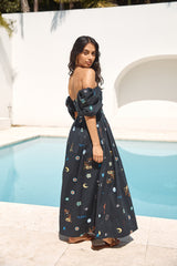 Bonnie Off-Shoulder Maxikleid Schwarz