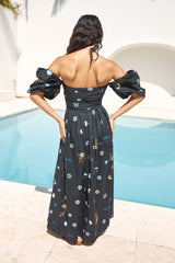 Bonnie Off-Shoulder Maxikleid Schwarz