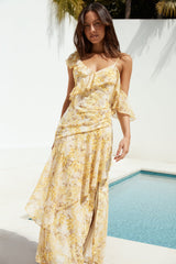 Sommerblüten Maxikleid Gelb