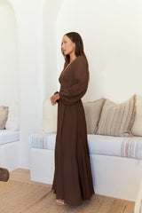 Sweeter Dreams Langarm Maxikleid Schokolade