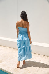 Trägerloses Maxikleid „Glass Slipper“ in Blau