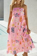 Zauberhaftes Trägerloses Maxikleid Rosa