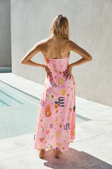 Zauberhaftes Trägerloses Maxikleid Rosa