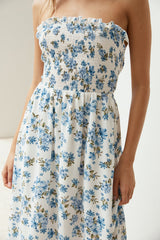 Maxikleid Kornblumenblüten Blau