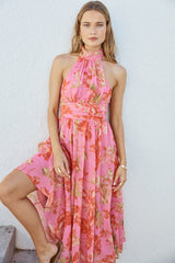 Harriette Neckholder Maxikleid Rosa