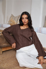 SNDYS Ana Zopfmusterpullover Mokka