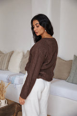 SNDYS Ana Zopfmusterpullover Mokka